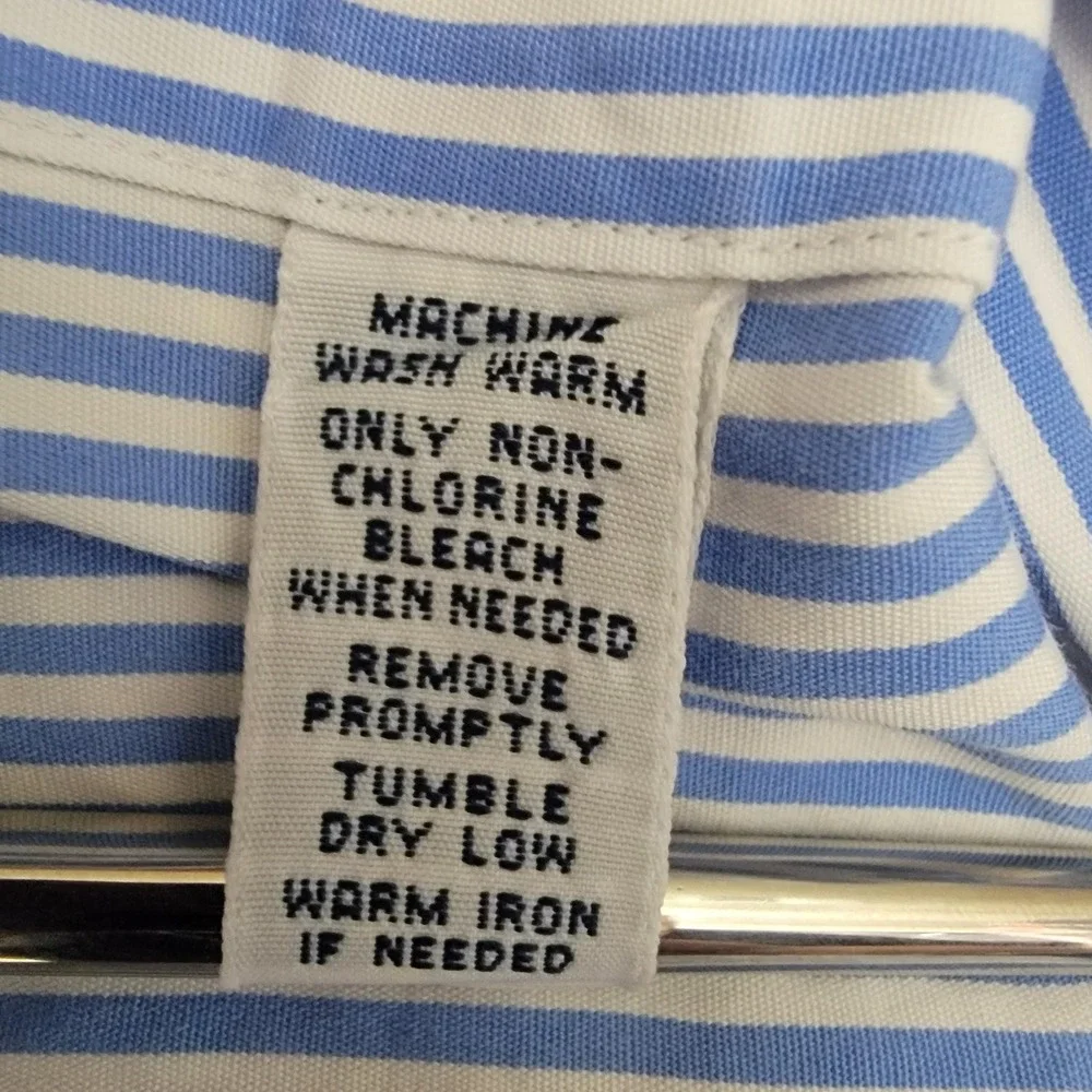 Ralph Lauren Shirt Mens XL Blue White Stripe Short‎ Sleeve Classic Yellow Pony